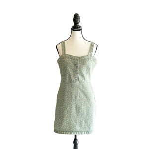 No Boundaries Mini Dress Size L Sage Green Floral Stretch Spring Summer